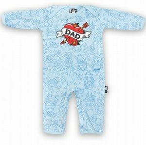 New! Six Bunnies 💘 Dad Heart Tattooed Cotton Romper